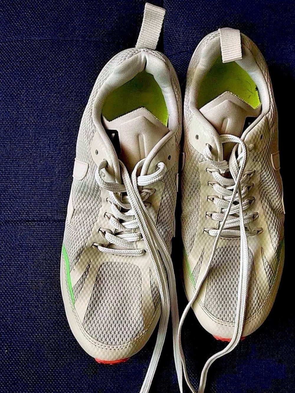 Veja Men's White Athletic Sneakers with Neon Green Accents
